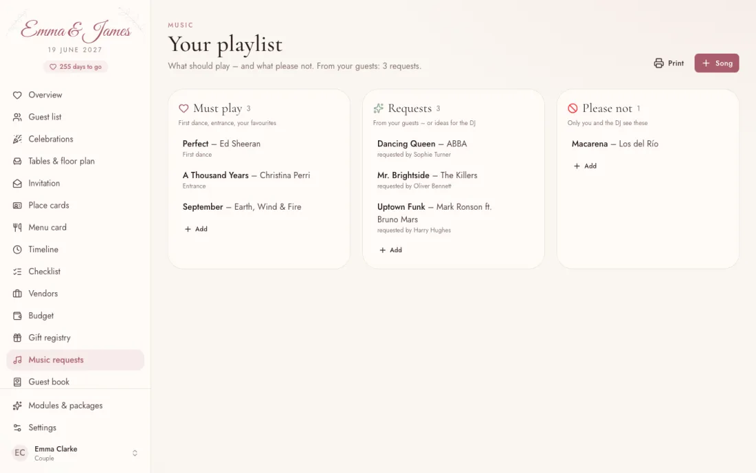 Music requests – Insiema