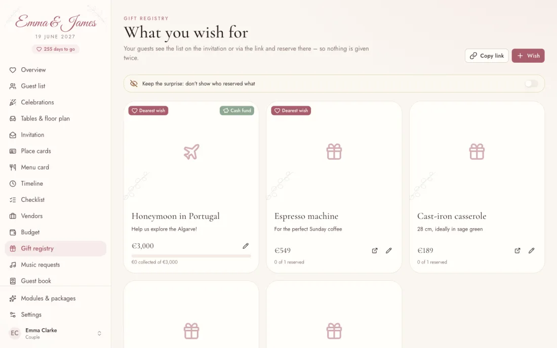 Gift registry – Insiema